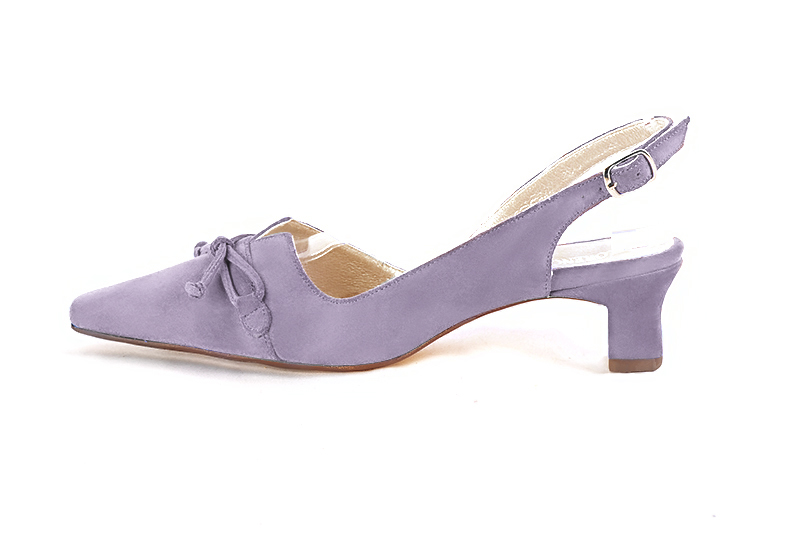 French elegance and refinement for these lilac purple dress slingback shoes, with a knot, 
                available in many subtle leather and colour combinations. The pretty French spirit of this beautiful pump will accompany your steps nicely and comfortably.
To be personalized or not, with your materials and colors.  
                Matching clutches for parties, ceremonies and weddings.   
                You can customize these shoes to perfectly match your tastes or needs, and have a unique model.  
                Choice of leathers, colours, knots and heels. 
                Wide range of materials and shades carefully chosen.  
                Rich collection of flat, low, mid and high heels.  
                Small and large shoe sizes - Florence KOOIJMAN